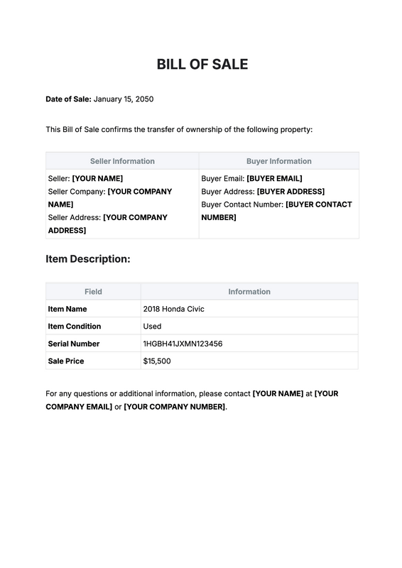 Dog/Puppy Bill of Sale Type